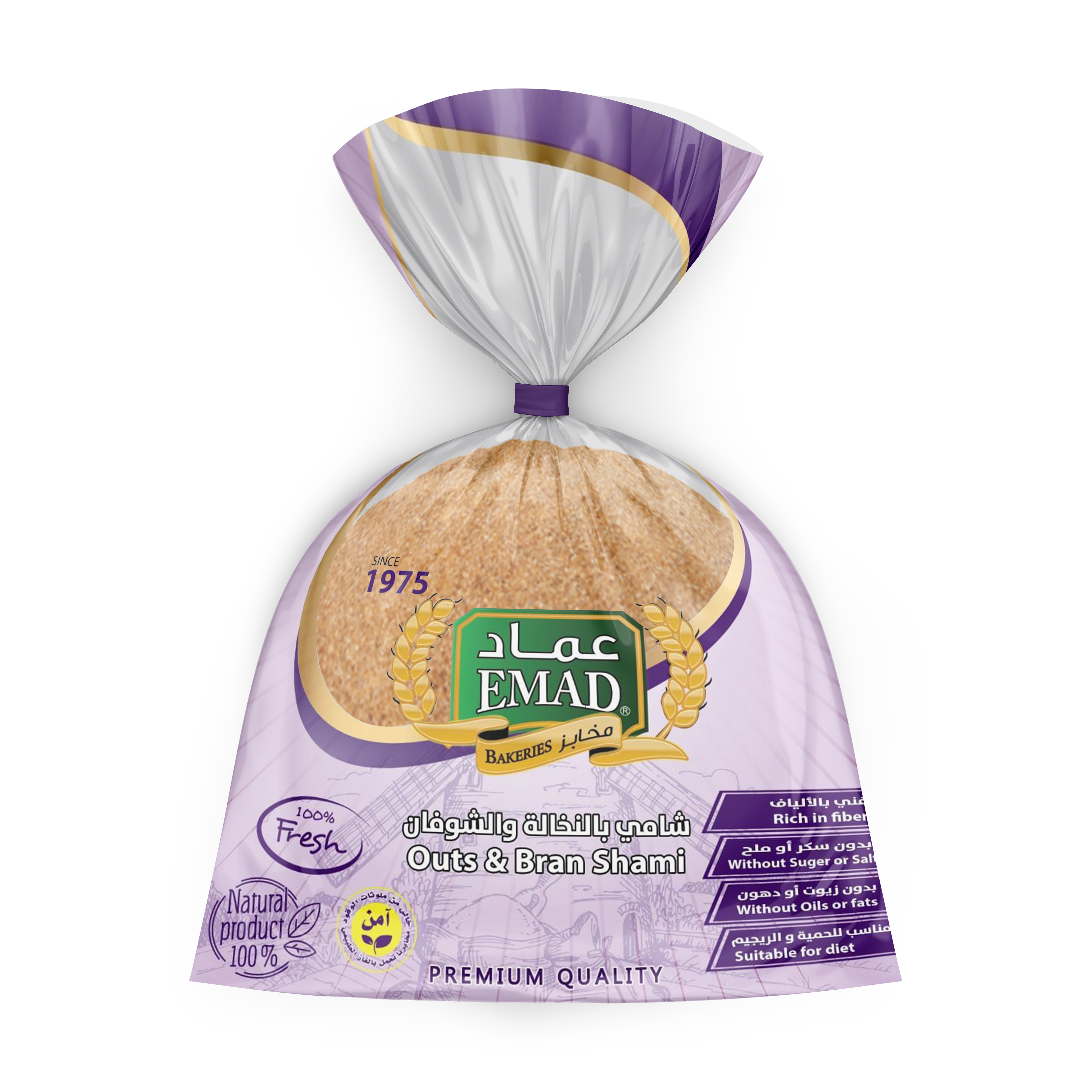 خبز شامي بالنخالة والشوفان